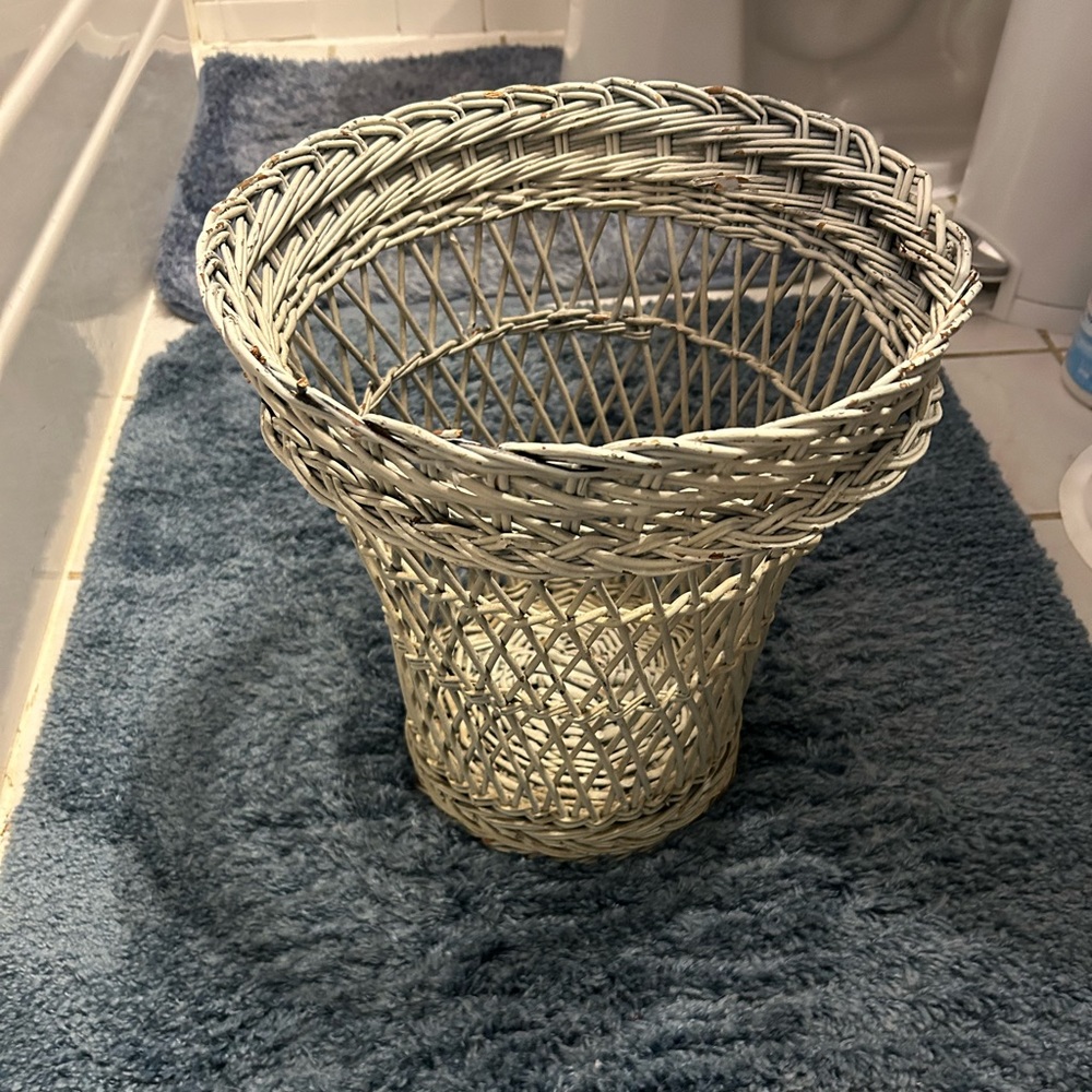 White Wicker Trashcan
